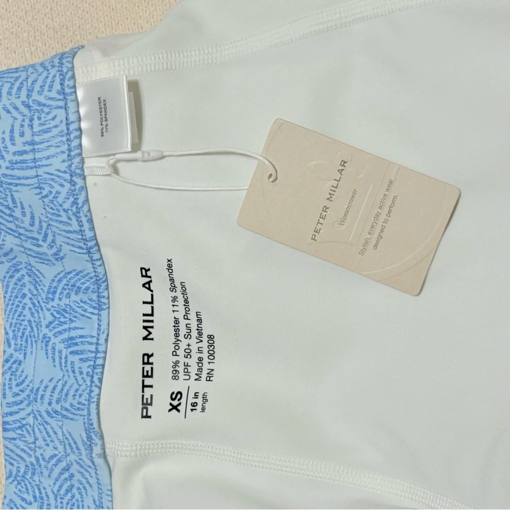 NWT Peter Millar Alice Petal Hem Cottage Blue Fern Print‎ Womens XS Golf Skort